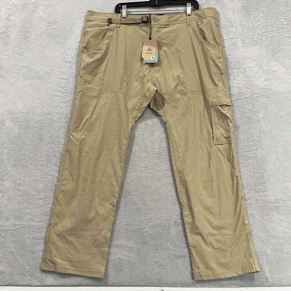 Prana Stretch Zion Slim II Tapered Leg Pants Mens 42x30 Beige Water Repellent